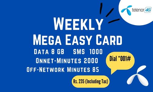 Telenor Weekly Easy Card Mega, telenor internet packages, telenor internet packages weekly, telenor internet packages code